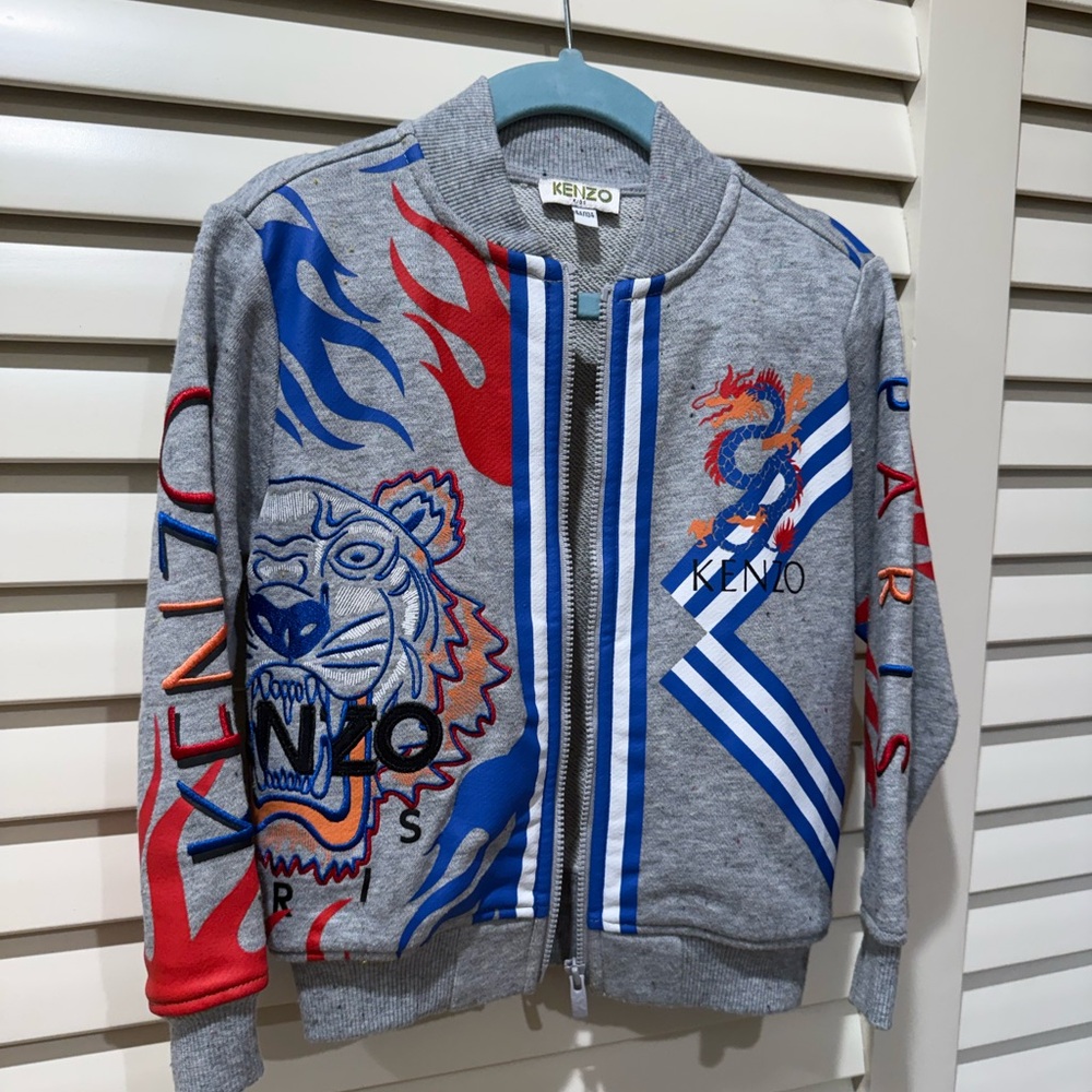 Kenzo Kids Gray Graphic Zip-Up Jacket
